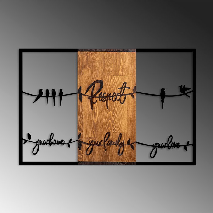 Wallity Respect Your Home Your Family Your Love 1 - Escultura de Pared de Madera en Nogal y Negro Wallity Respect Your Home Your Family Your Love 1 - Escultura de Pared de Madera en Nogal y Negro